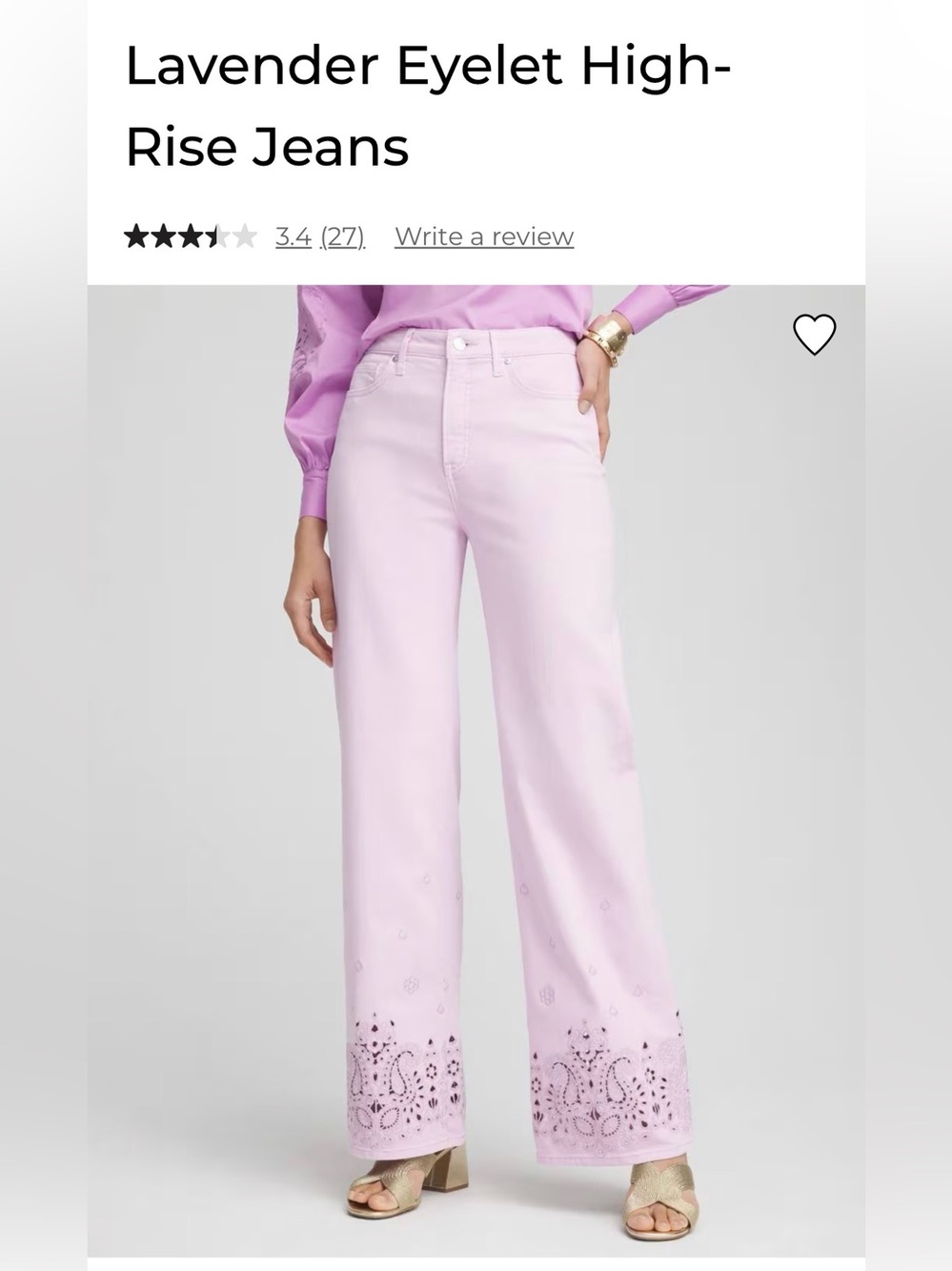 Chico's Lavender Eyelet Wide-Leg Jeans